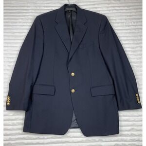 Chaps Ralph Lauren Wool Blazer Mens 42T Navy Blue Gold Buttons Made in Canada